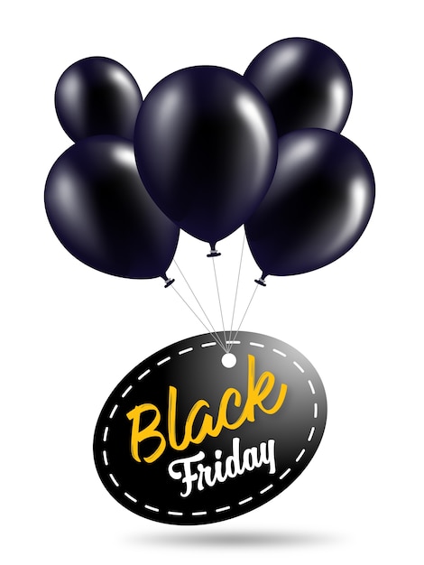 Black friday  banner template with black  balloons