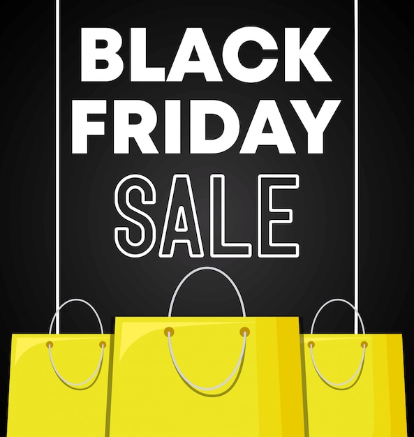 Black friday banner with bags shopping
