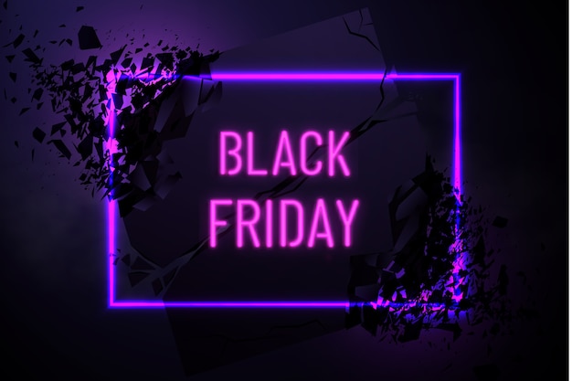 Vector black friday banner with explosive effect