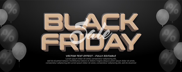 Black friday banner with a few percent balloons right and left background