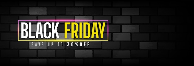 Black friday banner with neon