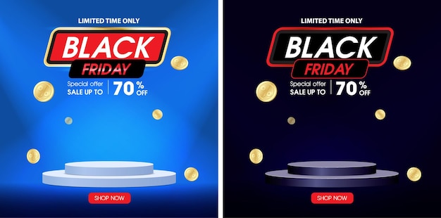 Black Friday banner with product podium