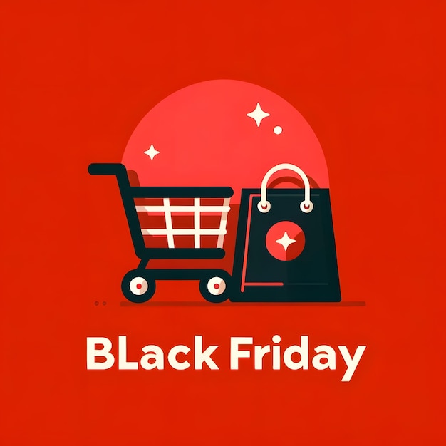 Vector black friday banner with shop bags and sales