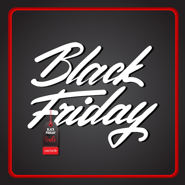 Vector black friday banner with text in red frame