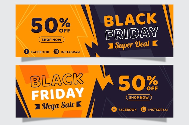 Vector black friday banners in flat design