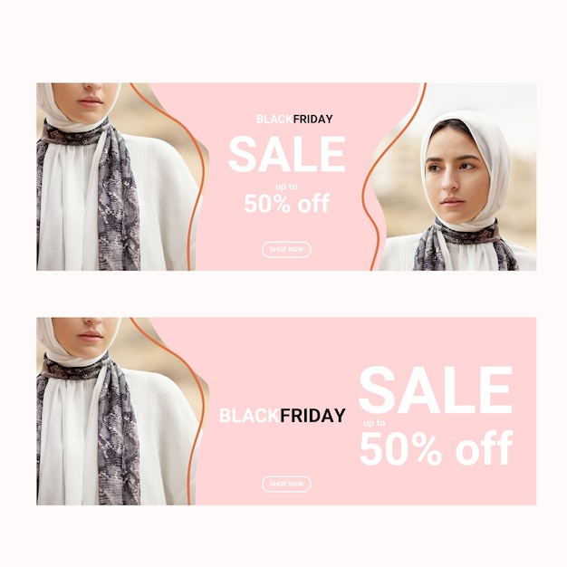 Vector black friday banners template with photo