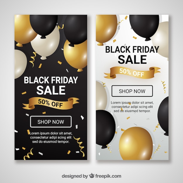 Vector black friday banners with balloons