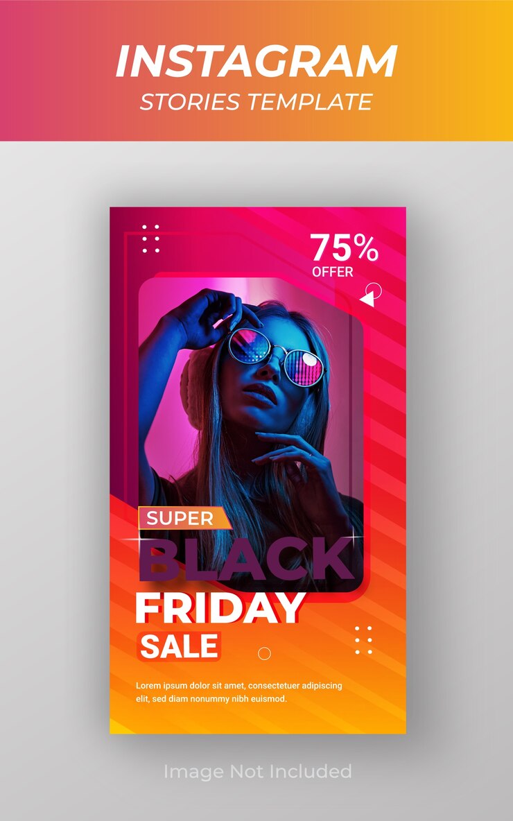 Vector black friday big discount instagram story sale promotional banner   template.