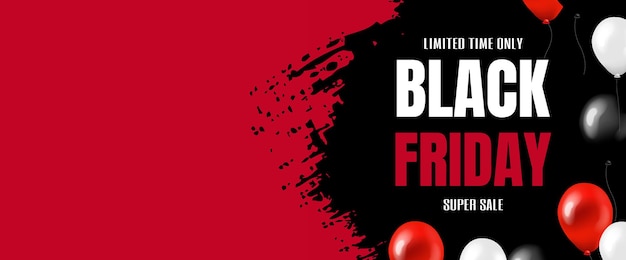 Banner di grande vendita del black friday con palloncini