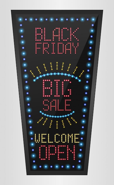 Vettore banner di cartelloni pubblicitari a led in vendita big black friday