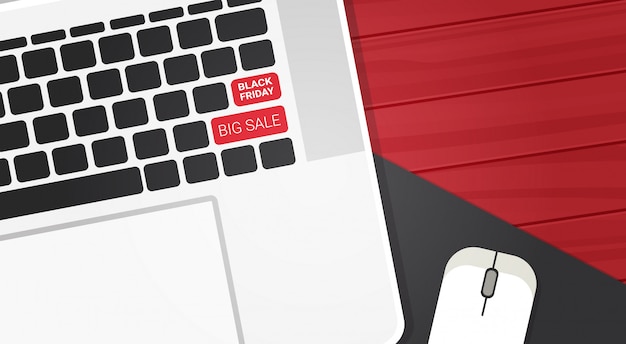 black friday big sale text on laptop keyboard buttons shopping discounts 