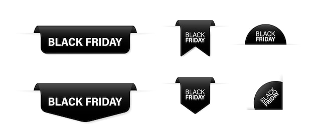 Black friday black banner-promotie. set zwarte linten.