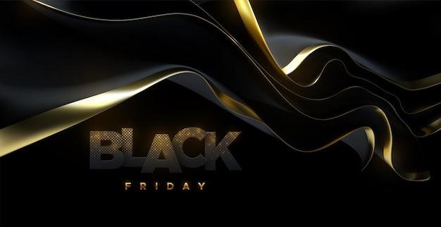 Black Friday-bord met zwarte en gouden streaming-stof