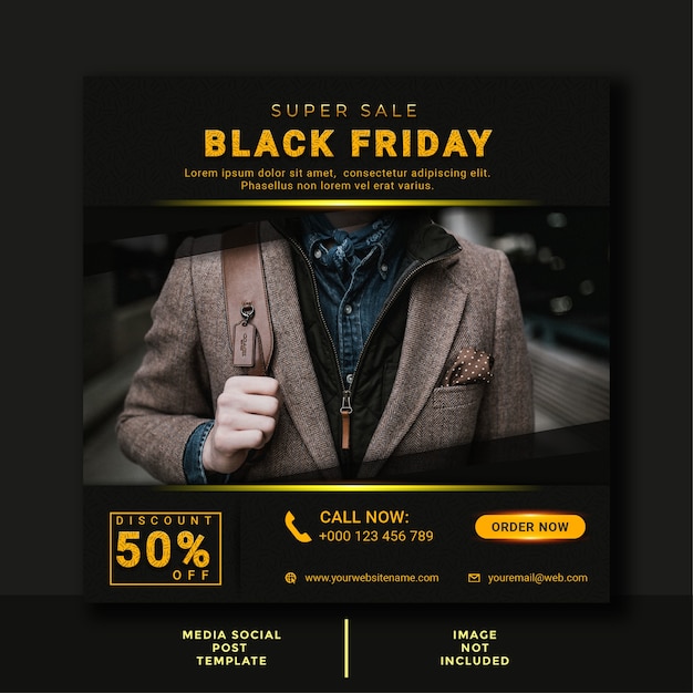 Vector black friday business offer template. minimalistic design for social media, ads, promo posters.