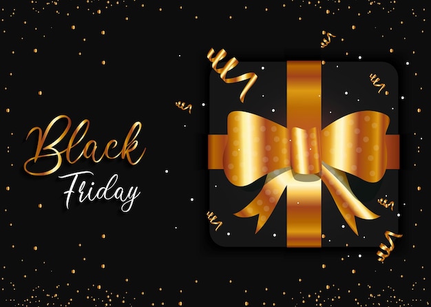 Black Friday-cadeauverkoopbanner met gouden deeltjes