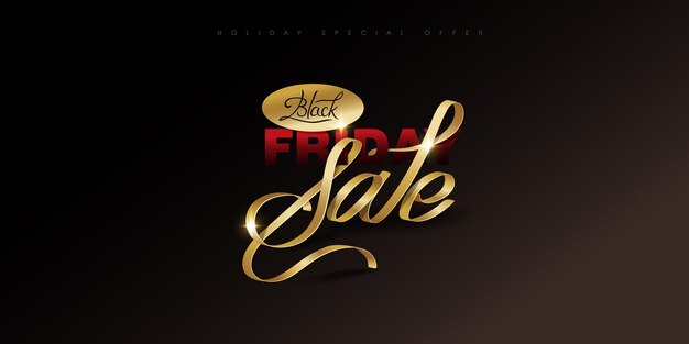 Black Friday. Calligraphic handmade lettering Black Friday, the color ribbon gold luxury.