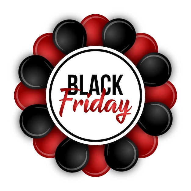 Black Friday circle with red and black balloons