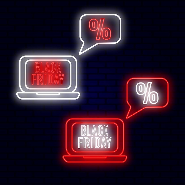 Black friday concept with banner on laptop display with discount notice