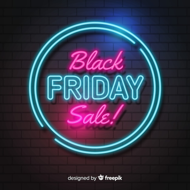 Vector black friday concept with neon background