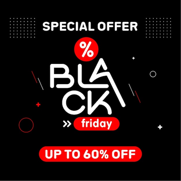 Black Friday concept with up to 60 off on isolated black background
