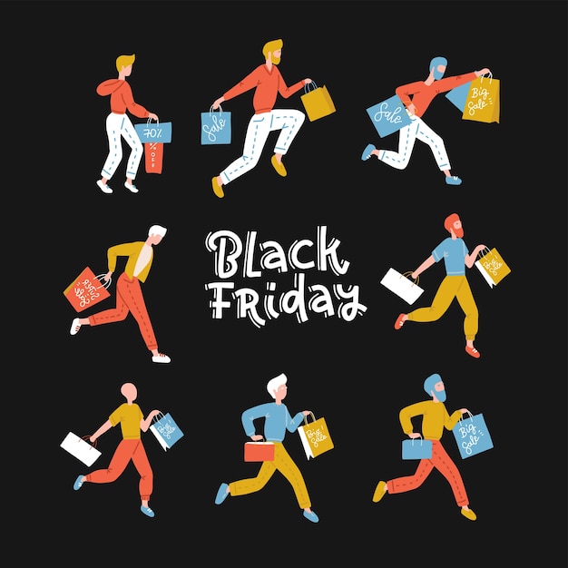 Illustrazione della folla del black friday