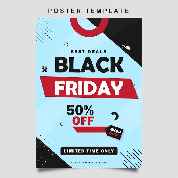 Modello di volantino per design piatto delle offerte del black friday