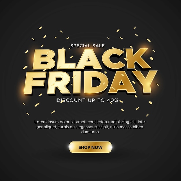 Black Friday design on black background.