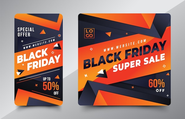 Modello di progettazione del black friday per la storia e il post di instagram sui social media