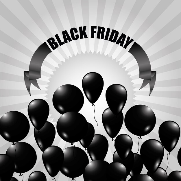 Vector black friday design with balloons icon colorful design