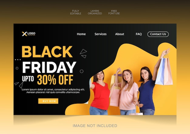 Black friday discount offer landign page banner design template