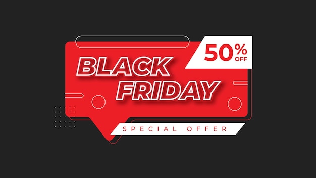 Black Friday Discount Sale Banner with Black Red