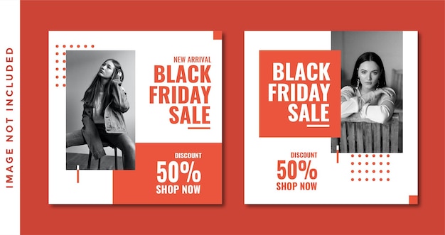 Vettore post di instagram di vendita di sconti del black friday