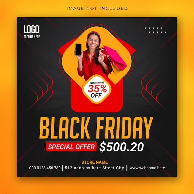 Vector black friday discount sale social media post promotion banner design template