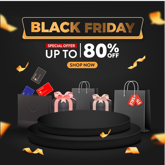 Vector black friday-displayplank voor gradiëntproducten