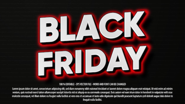 Black friday editable 3d text effect