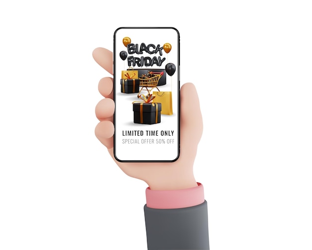 블랙 프라이데이 편집 가능한 이야기는 휴대전화를 손에 들고 창의적인 벡터 현대 판매 소셜 미디어 ...