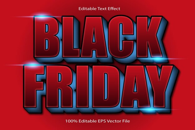 Vettore black friday effetto di testo modificabile in rilievo stile gradiente dei cartoni animati