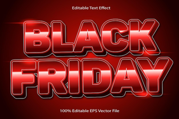 Vettore black friday effetto di testo modificabile in rilievo stile gradiente dei cartoni animati