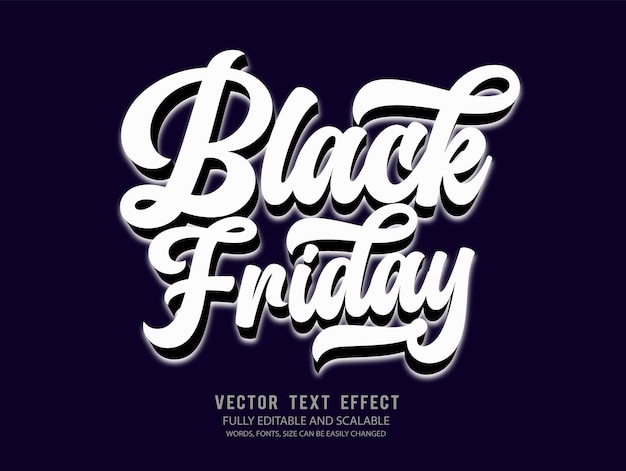 Modello vettoriale con effetto testo modificabile black friday con sfondo carino in stile 3d