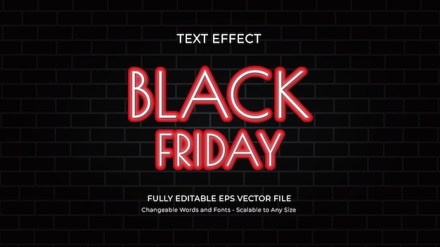 Vettore effetto di testo modificabile black friday