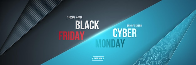 Black friday en cyber monday horizontale banner