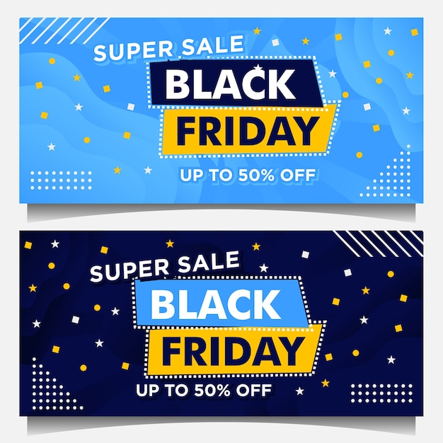 Black Friday event banners and background template in blue color with gradient style