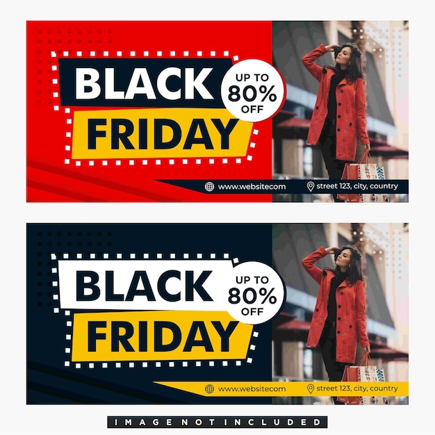 Vector black friday event banners template in red and black color with gradient style