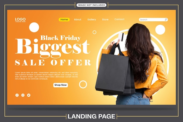 Vector black friday exclusive biggest sale offer landing page template design