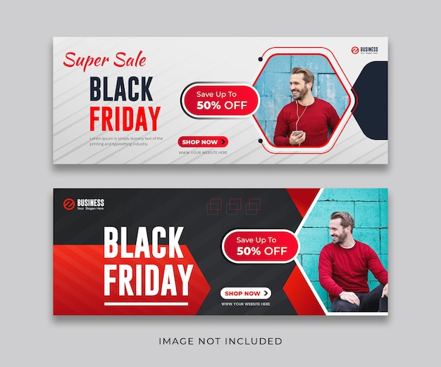 Bundle modello di banner e post sui social media per la copertina di facebook del black friday