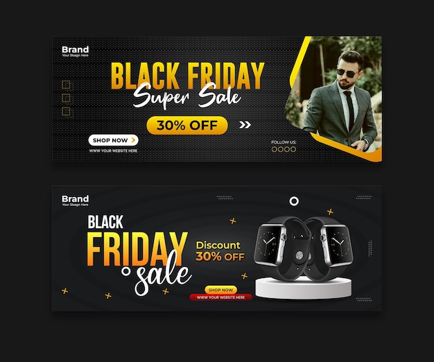 Black Friday facebook omslag social media post en bannersjabloon Bundel