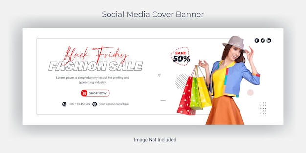 Black friday fashion facebook cover banner template