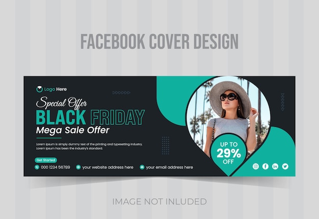 Вектор black friday fashion рекламная распродажа facebook обложка баннер дизайн шаблон и веб-баннер шаблон