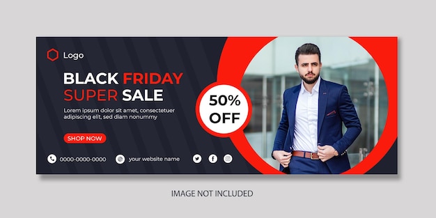 Black friday fashion sale facebook omslagsjabloon voor spandoek