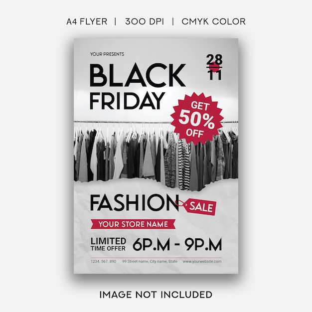 Black friday fashion sale flyer template